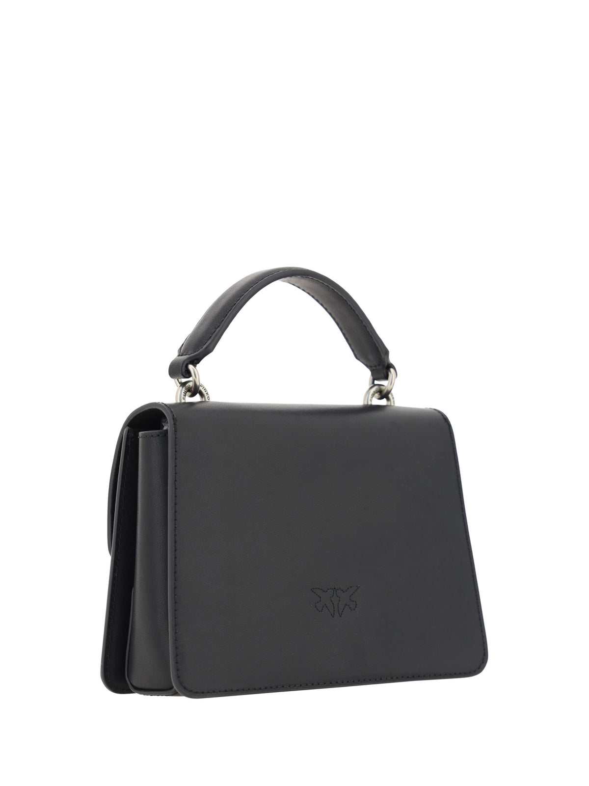 Pinko Black Calf Leather Love One Classic Handbag