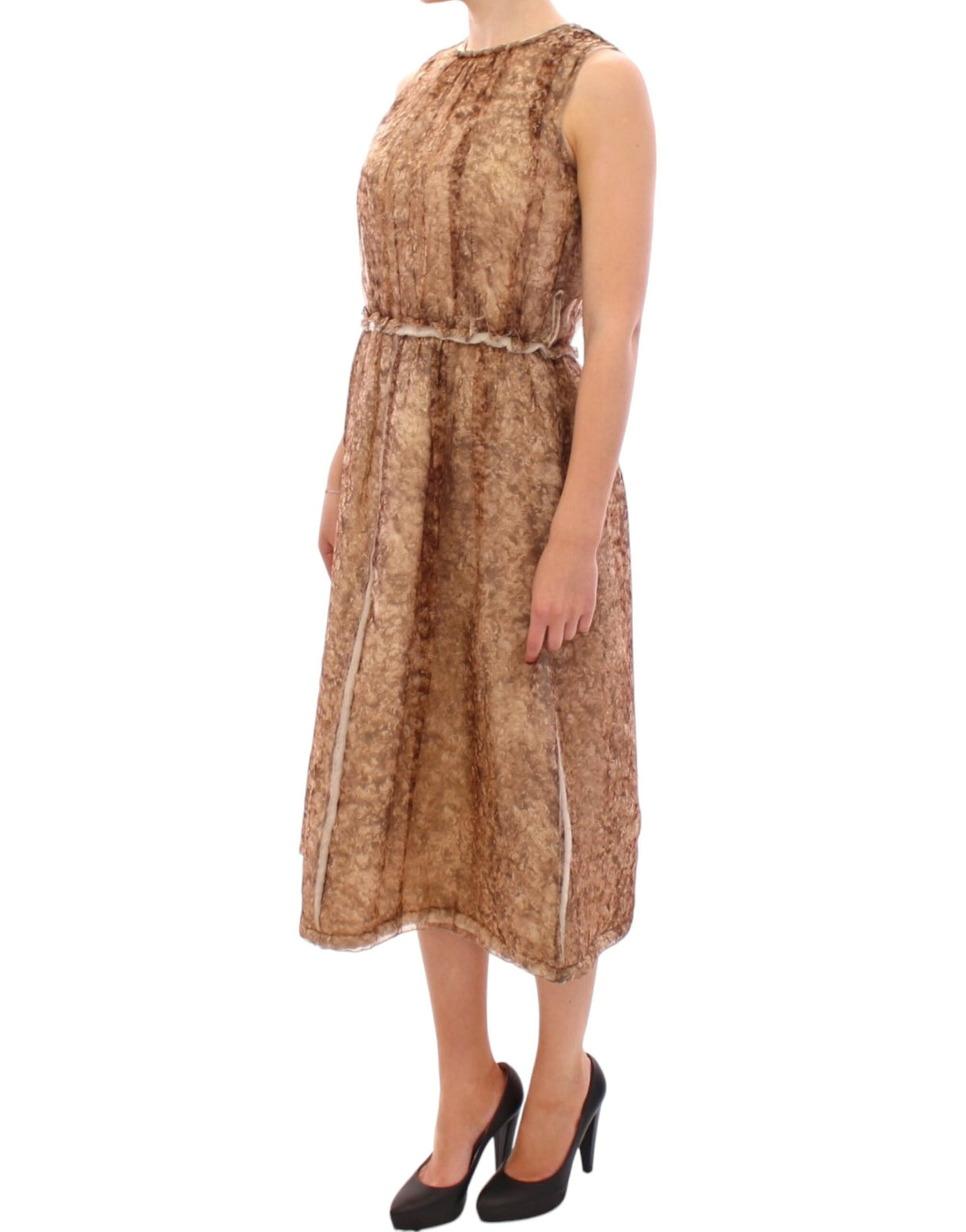 Dolce & Gabbana Brown Sleeveless Silk Dress