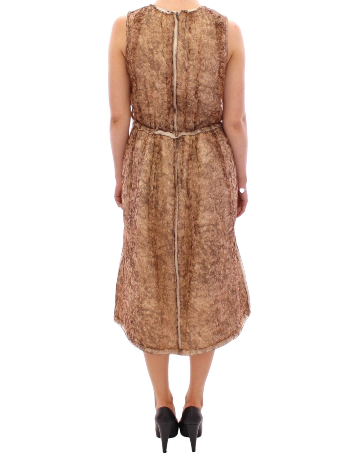 Dolce & Gabbana Brown Sleeveless Silk Dress