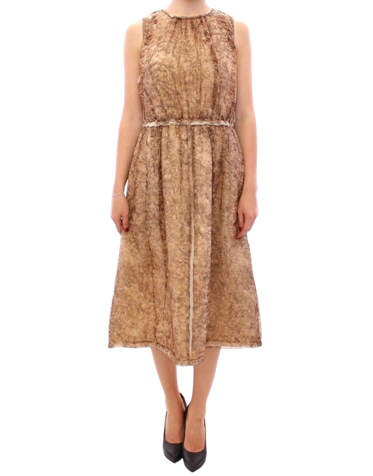 Dolce & Gabbana Brown Sleeveless Silk Dress