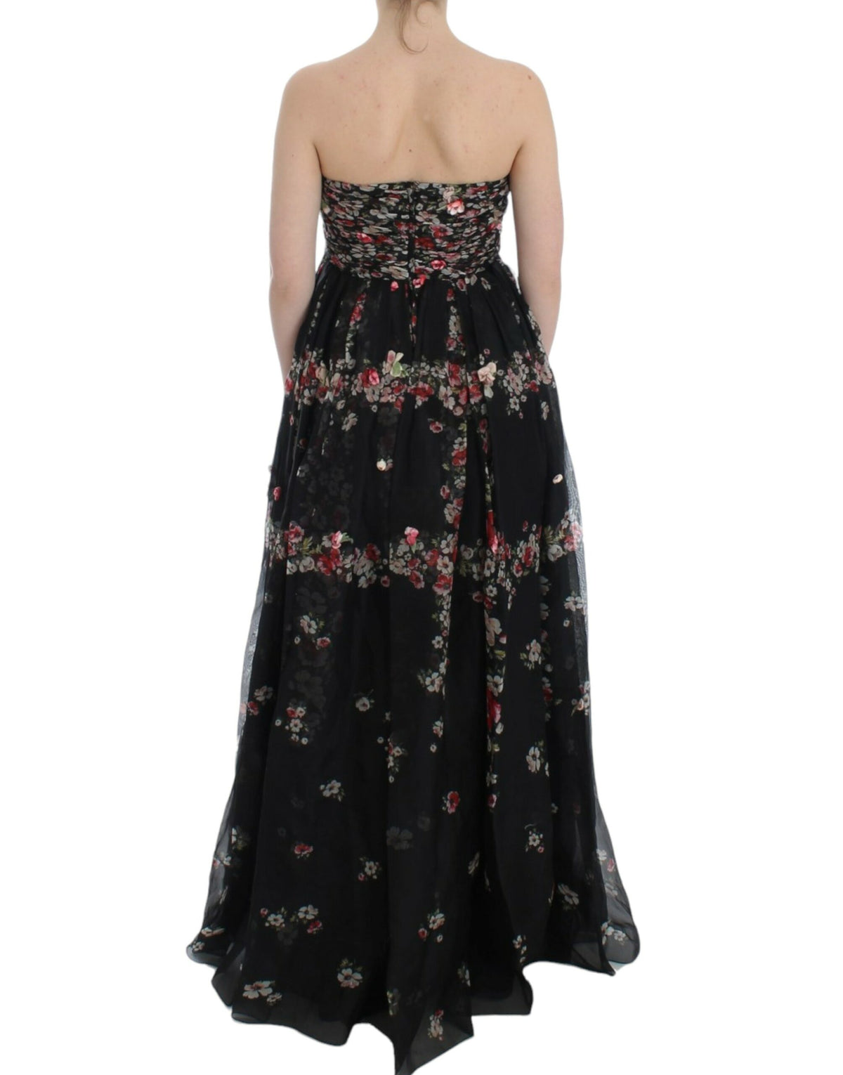 Dolce & Gabbana Masterpiece Black Floral Print Silk Runway Dress