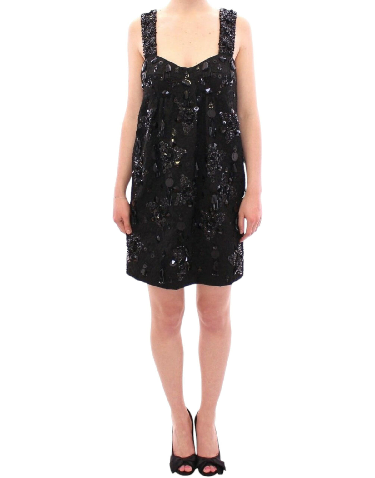 Dolce & Gabbana Black Floral Crystal Embedded Dress