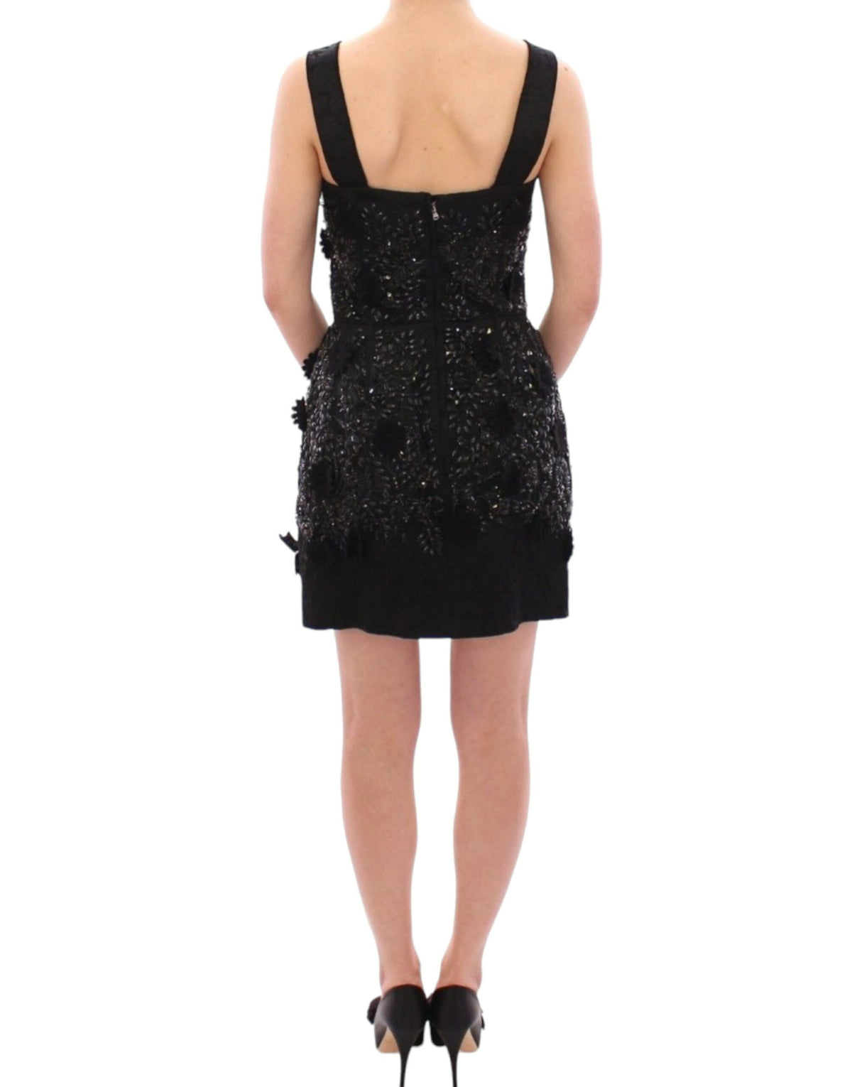 Dolce & Gabbana Black Floral Crystal Embedded Dress