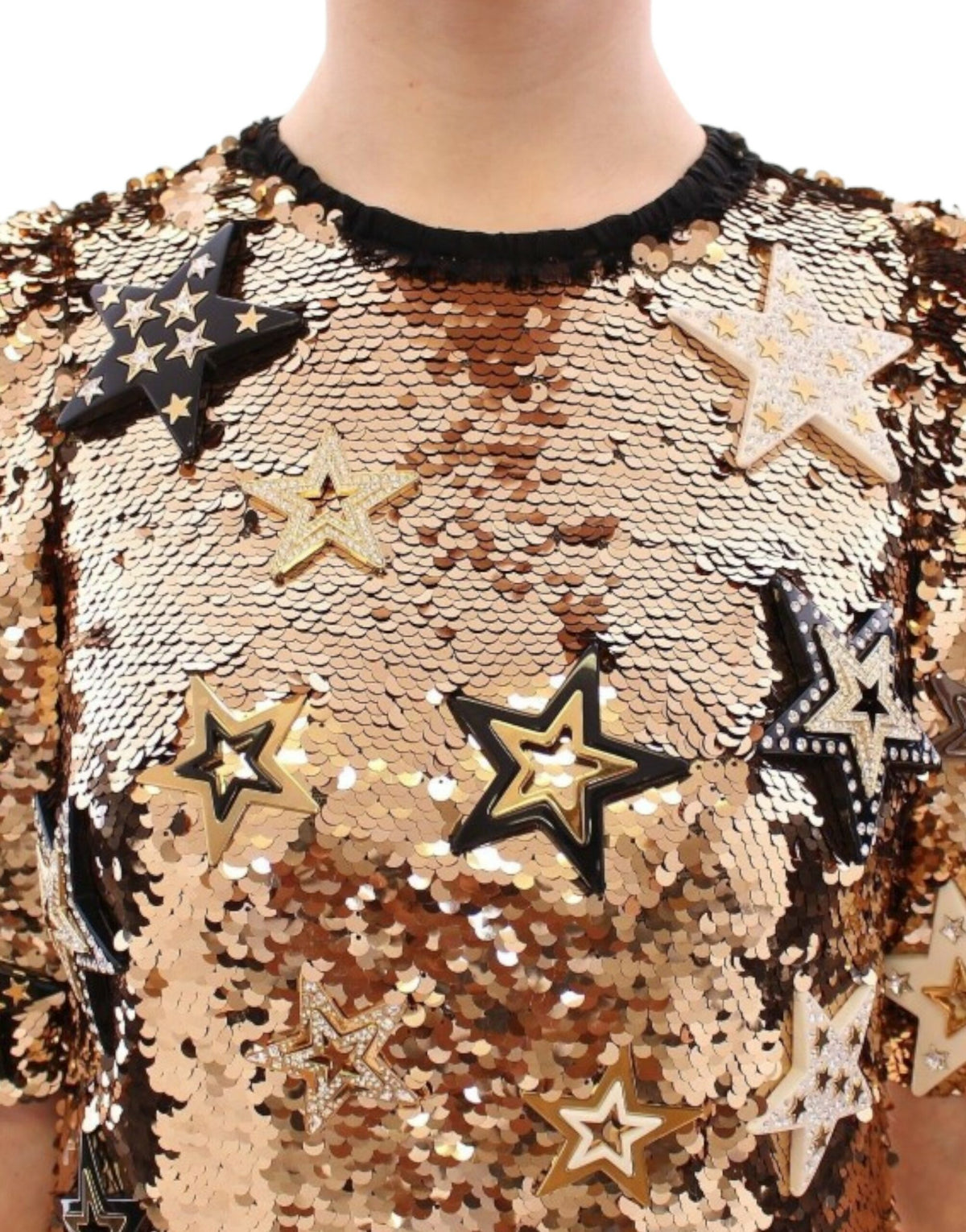 Dolce & Gabbana Masterpiece Gold Sequined Crystal Swarovski Dress