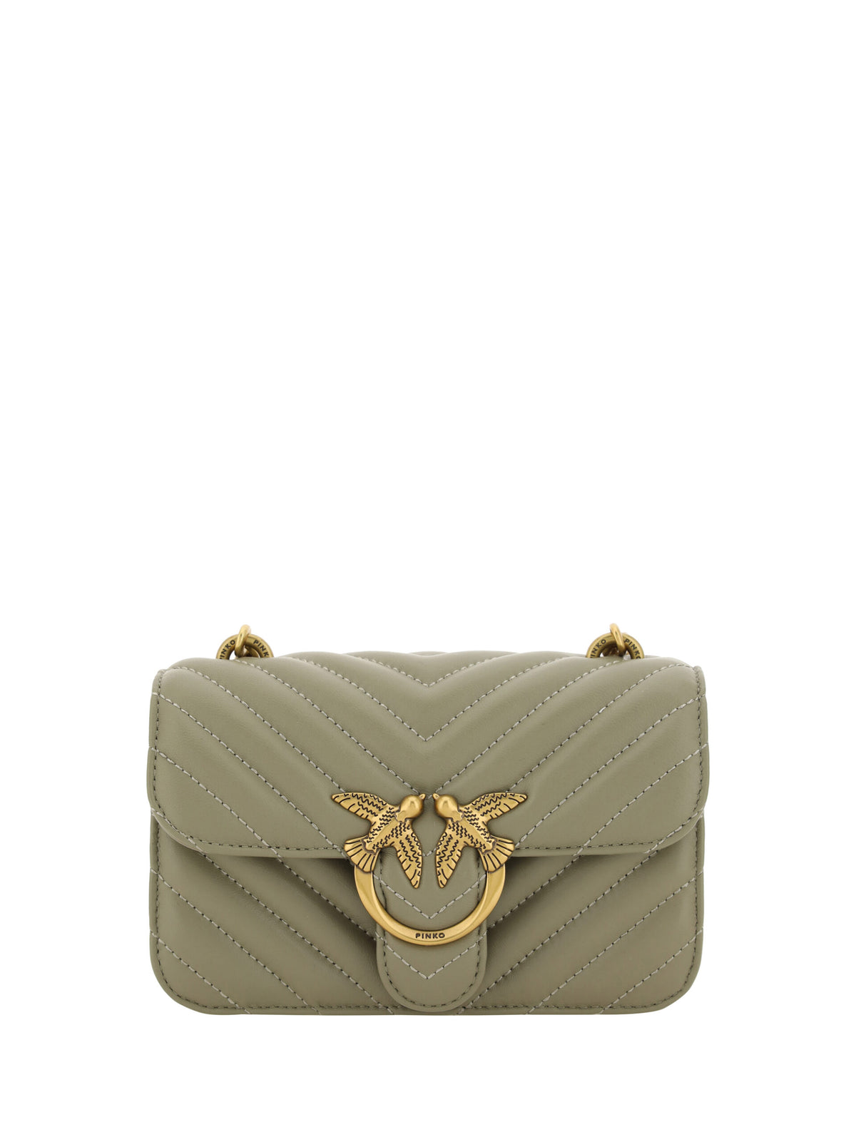 Pinko Green Calf Leather Love Bell Mini Shoulder Bag