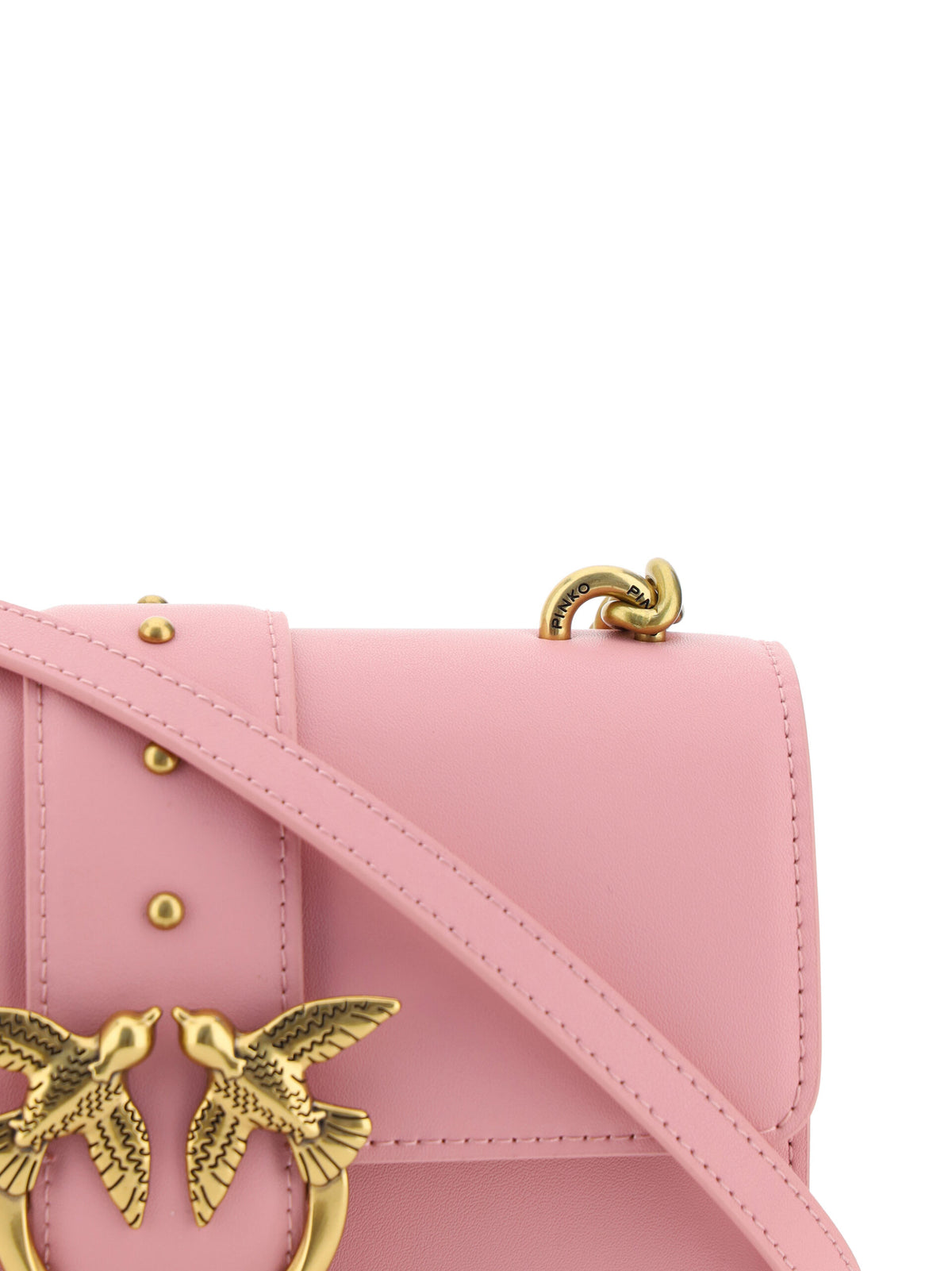 Pinko Pink Leather Love One Mini Shoulder Bag