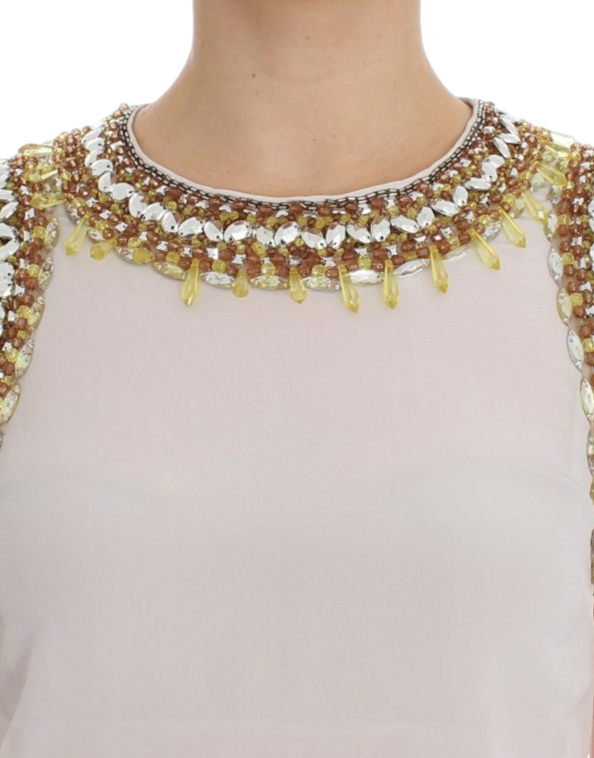 Dolce & Gabbana White Crystal Embellished Tank Top