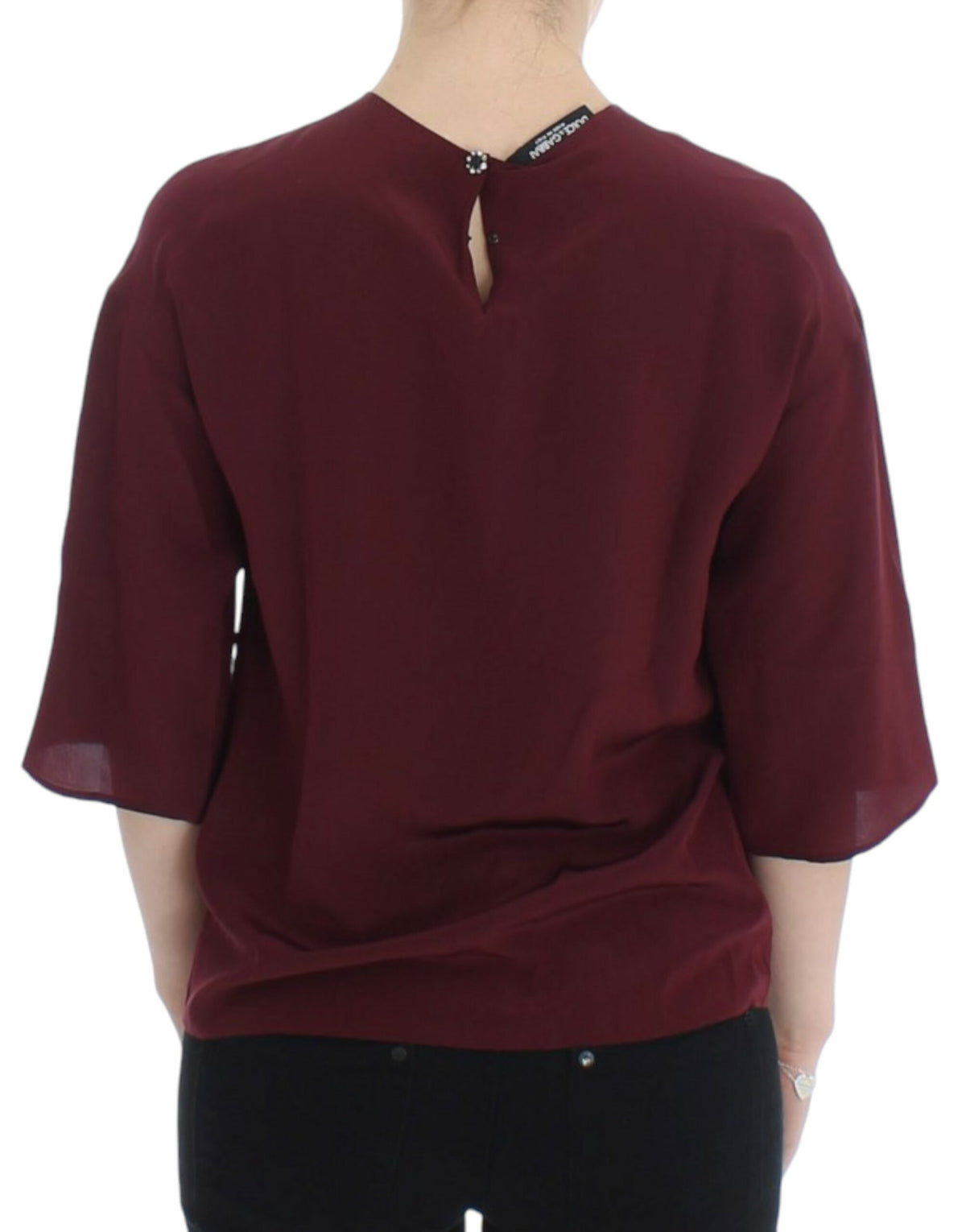 Dolce & Gabbana Red 3/4 Sleeve Silk Blouse