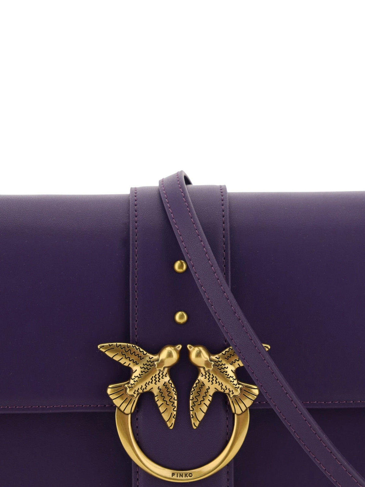 Pinko Purple Leather Love One Classic Shoulder Bag