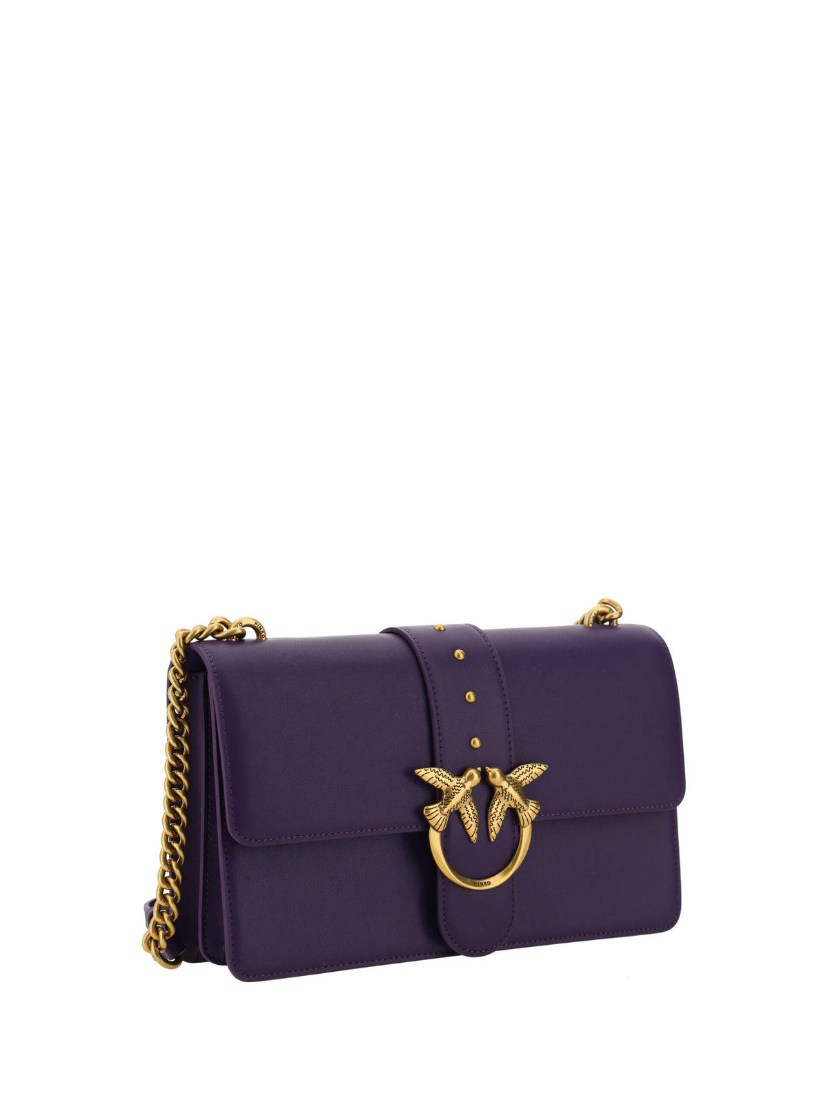 Pinko Purple Leather Love One Classic Shoulder Bag