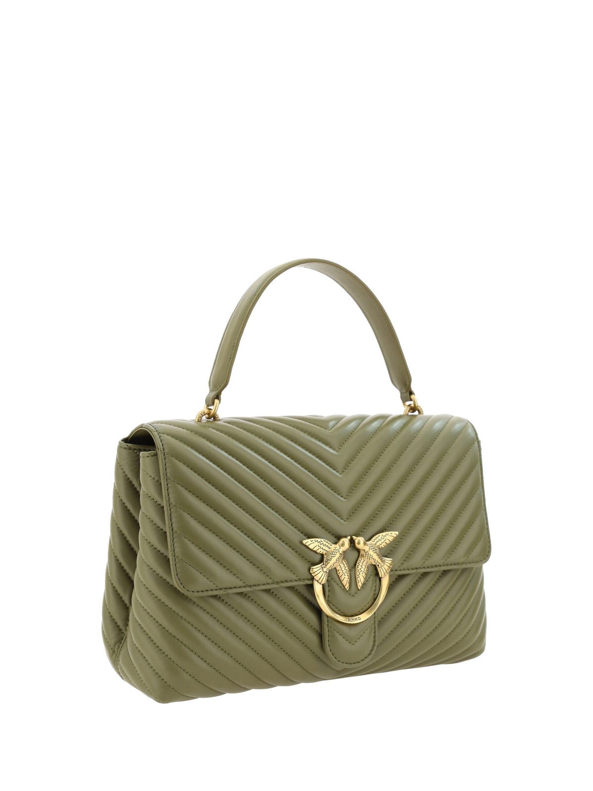 Pinko Green Calf Leather Love Lady Handbag