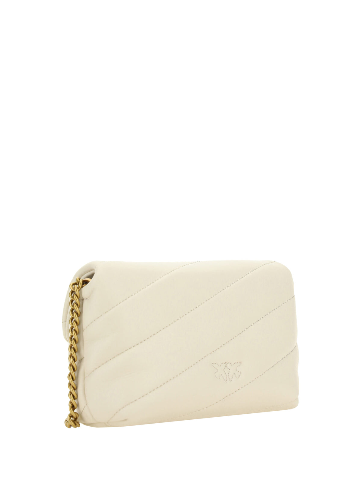 Pinko White Calf Leather Love Baby Small Shoulder Bag