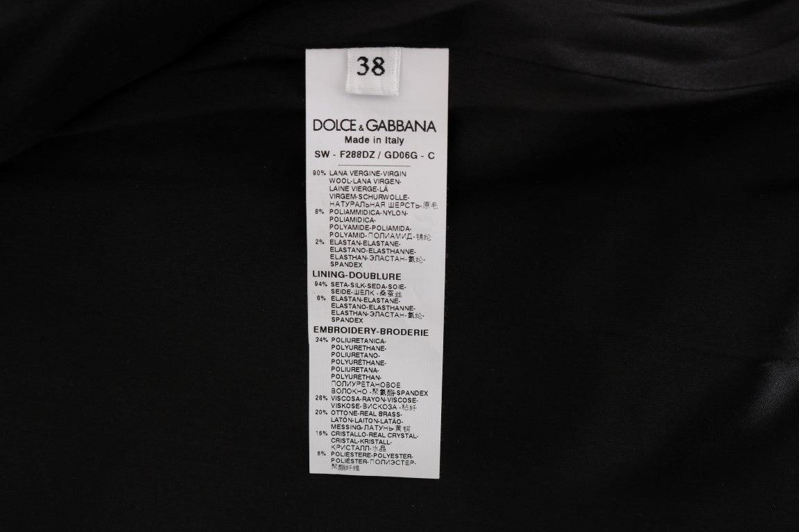 Dolce & Gabbana Floral Embroidered Crystal Wool Coat Jacket