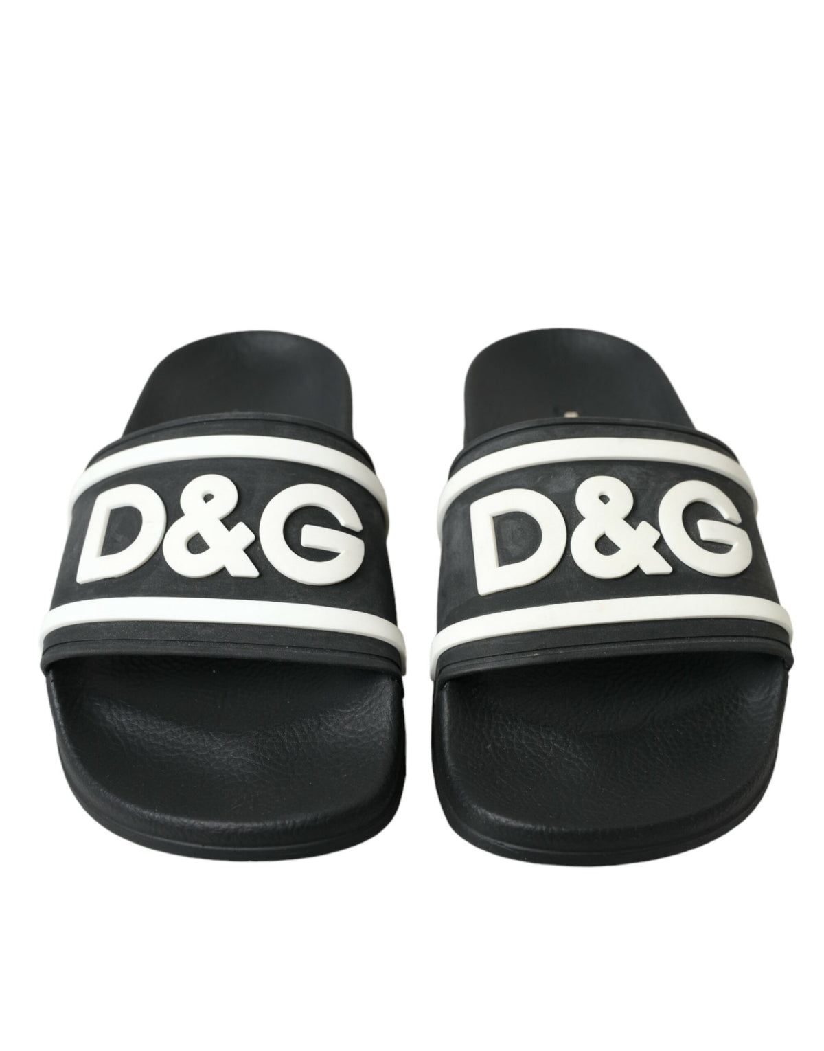 Dolce & Gabbana Chic Black Logo Embossed Rubber Slides