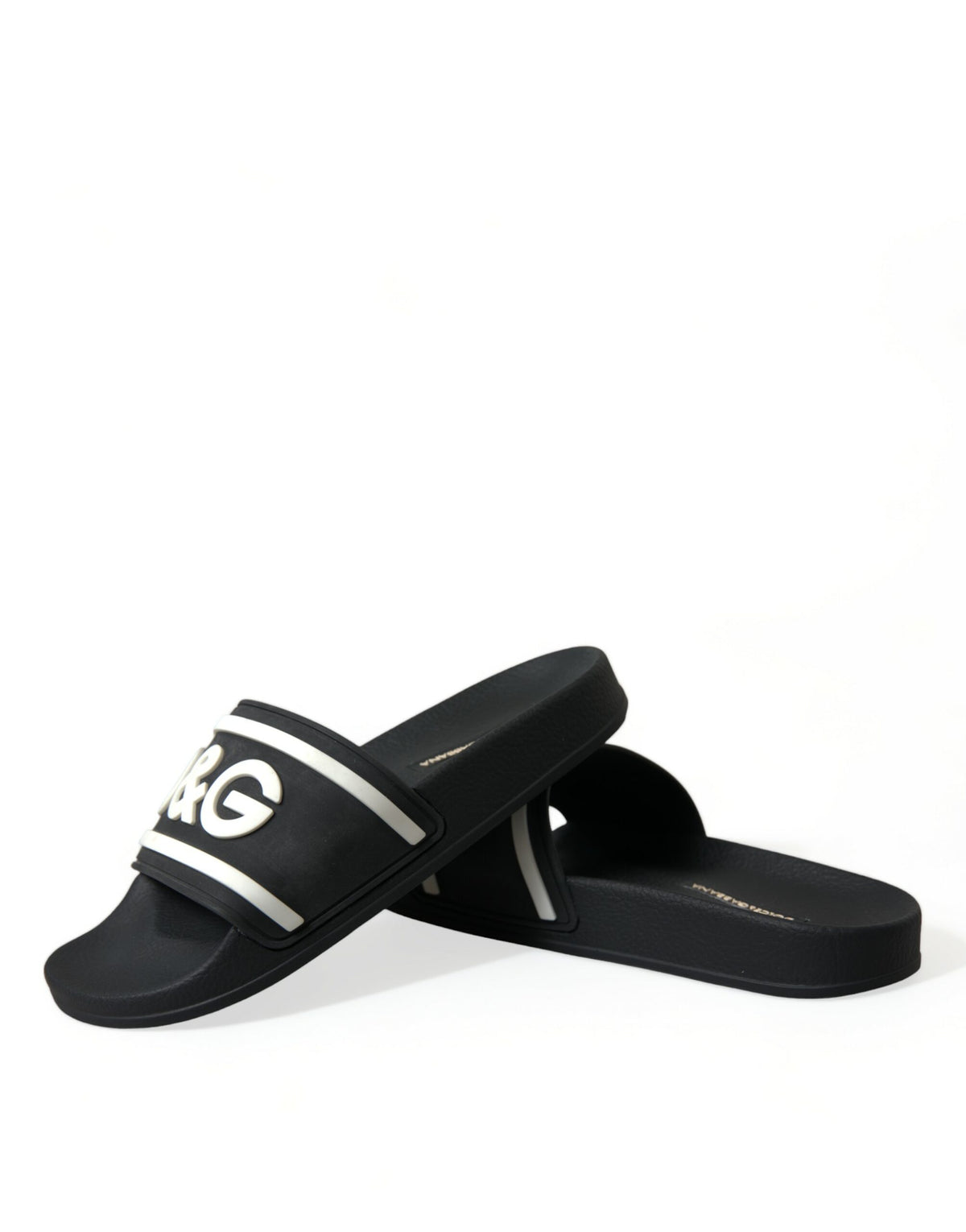 Dolce & Gabbana Chic Black Logo Embossed Rubber Slides