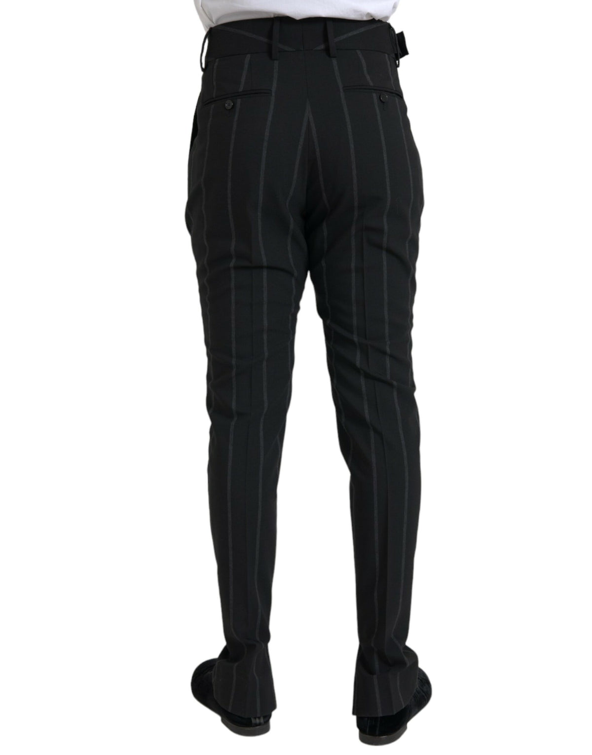 Dolce & Gabbana Black Striped Men Slim Dress Pants