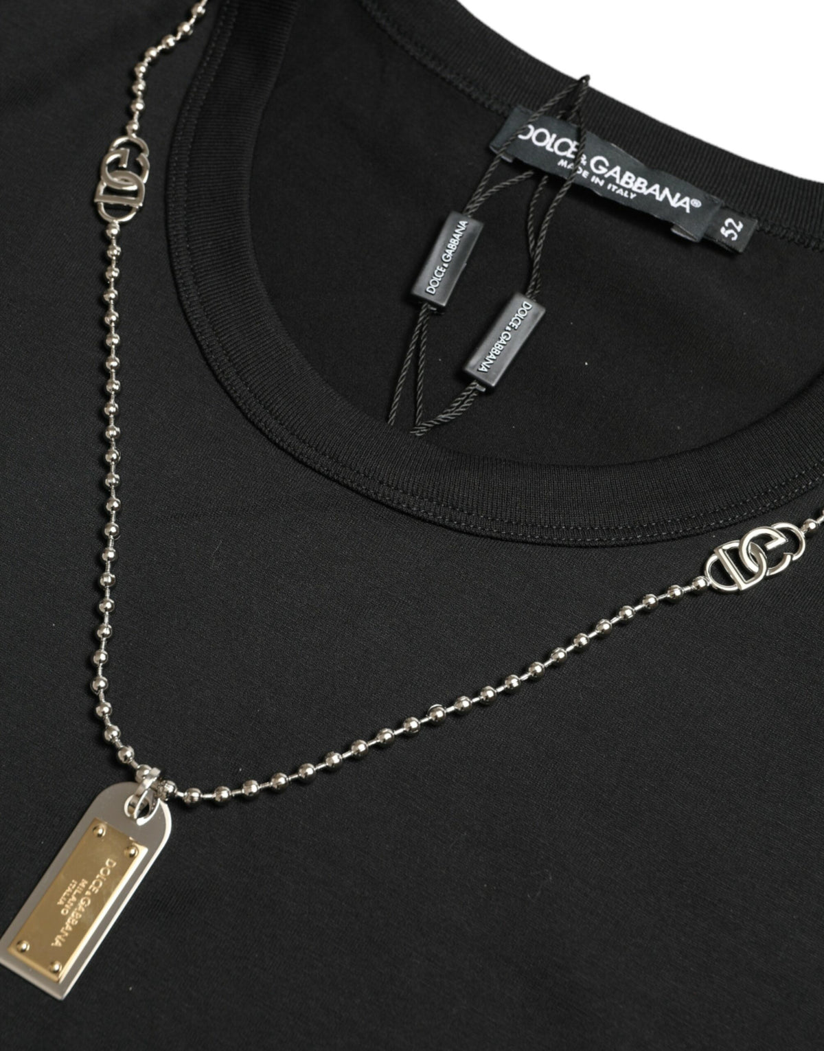 Dolce & Gabbana Sleek Cotton Round Neck T-Shirt with Chain Detail