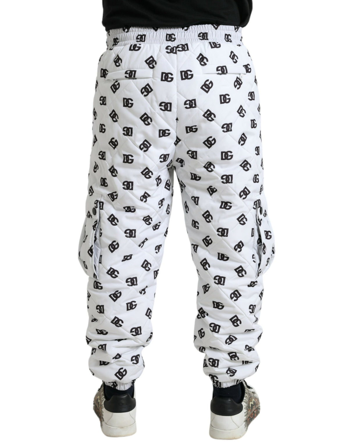 Dolce & Gabbana Chic White Jogger Pants with Iconic DG Print