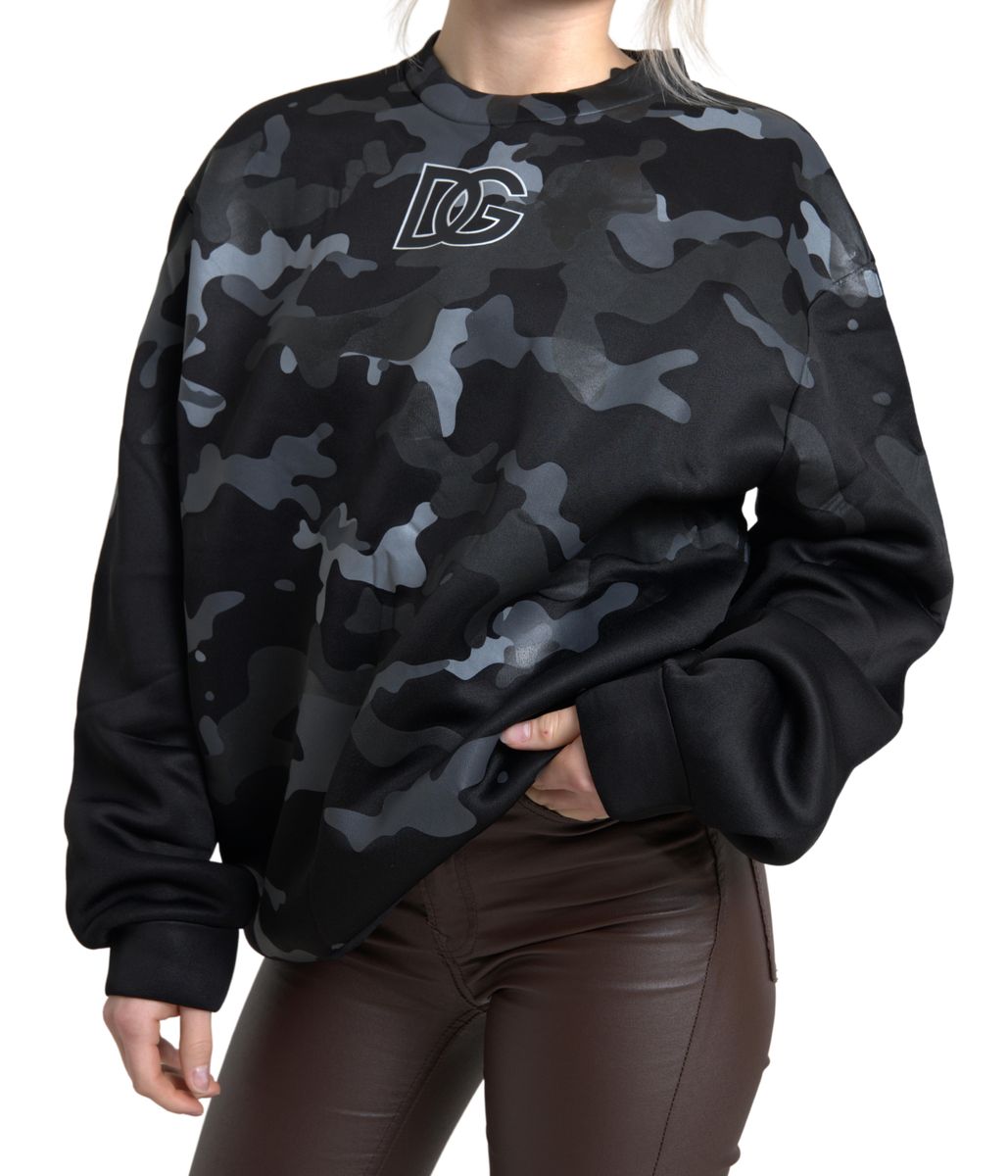 Dolce & Gabbana Elegant Black Camouflage Pullover Sweater