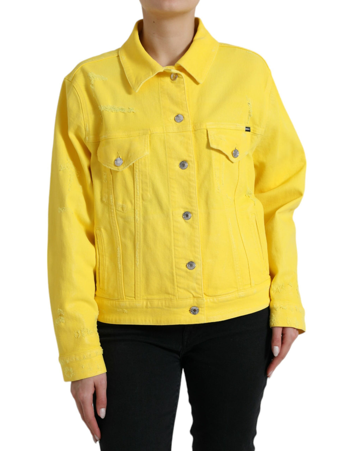 Dolce & Gabbana Chic Yellow Denim Button-Down Jacket