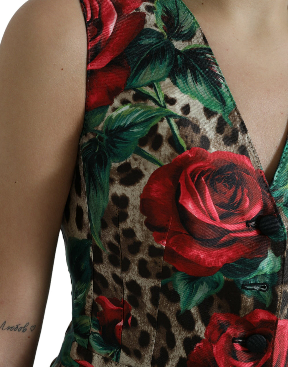 Dolce & Gabbana Floral Leopard Print Silk Waistcoat