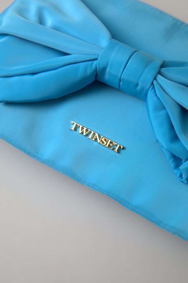 Twinset Elegant Silk Clutch With Bow Accent