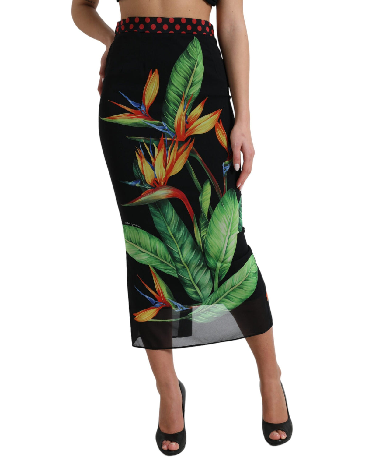 Dolce & Gabbana Floral High Waist Silk Midi Skirt