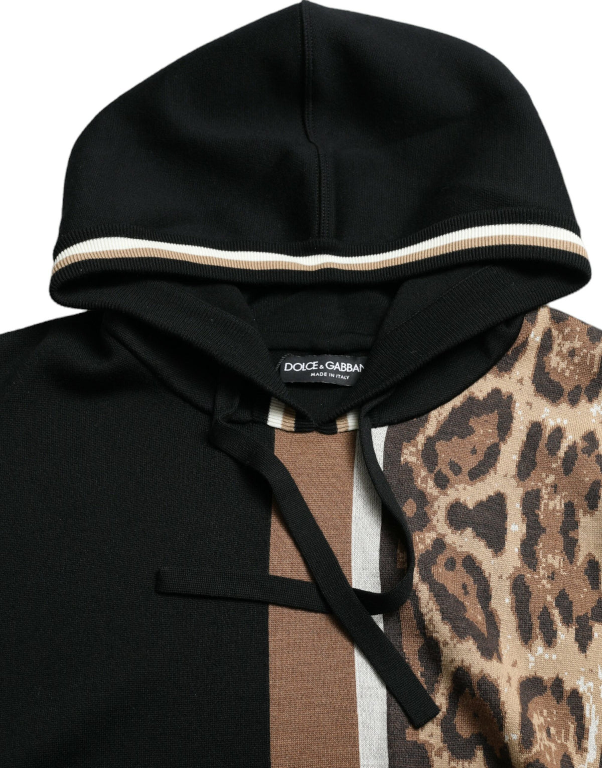 Dolce & Gabbana Elegant Leopard Print Wool Hooded Sweater