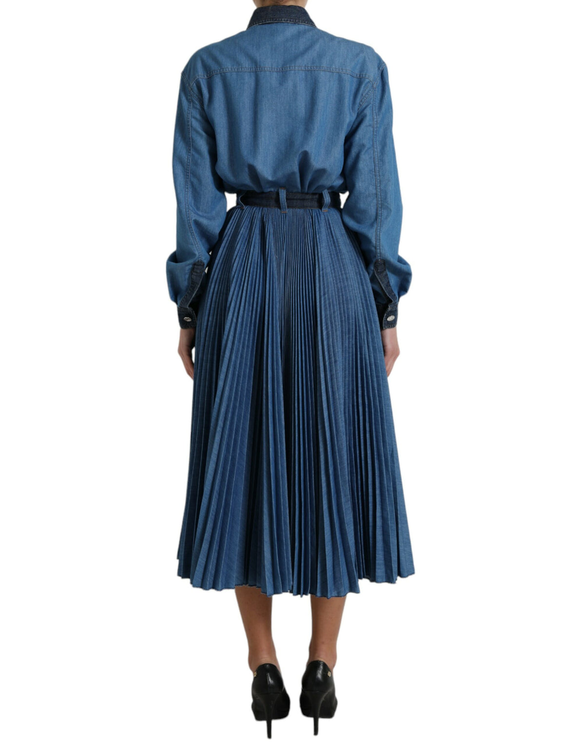 Dolce & Gabbana Elegant Denim A-Line Midi Dress