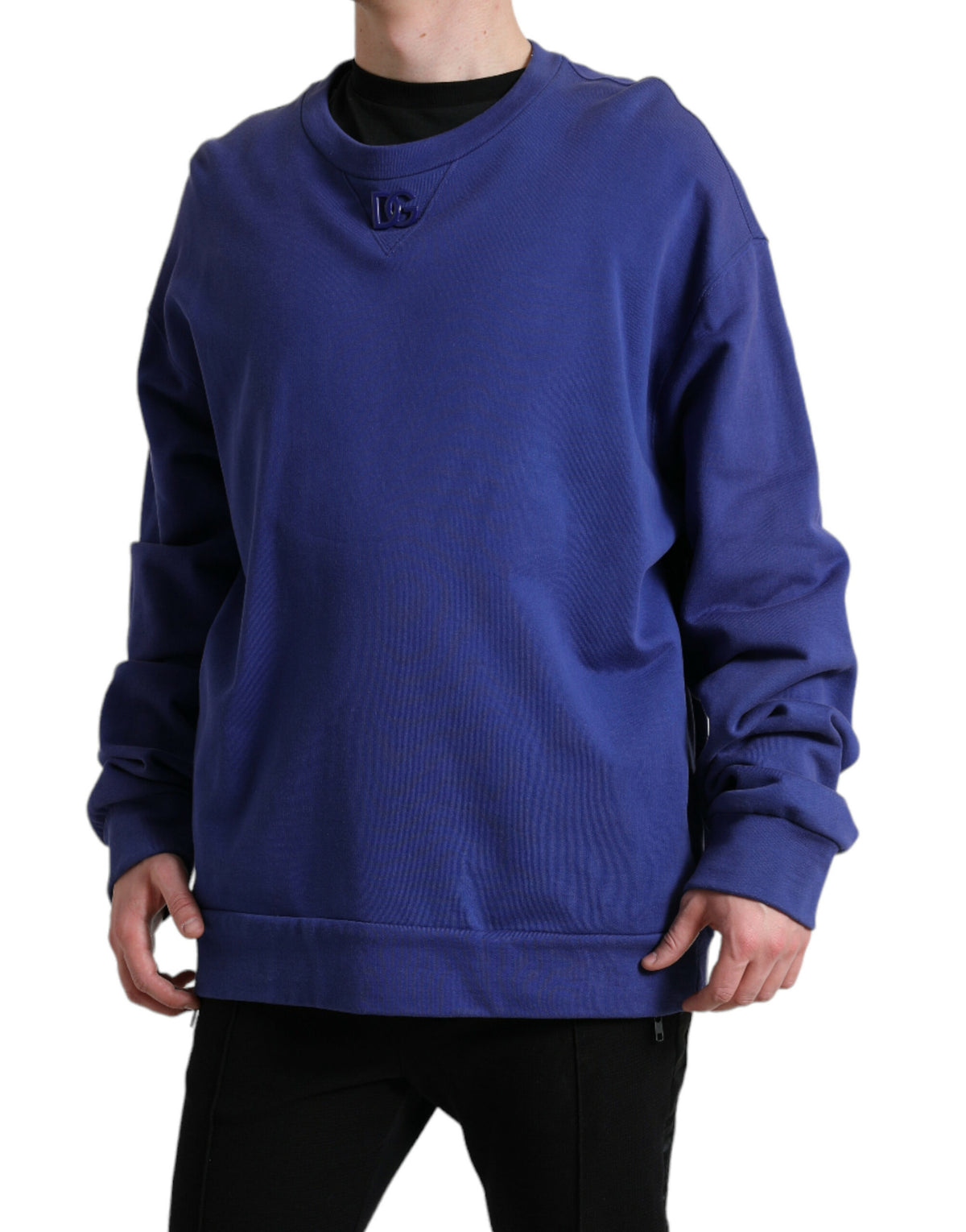 Dolce & Gabbana Royal Blue Cotton Crewneck Sweater