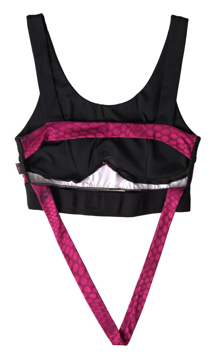 Plein Sport Sleek Black Sports Bra With Fuchsia Accent