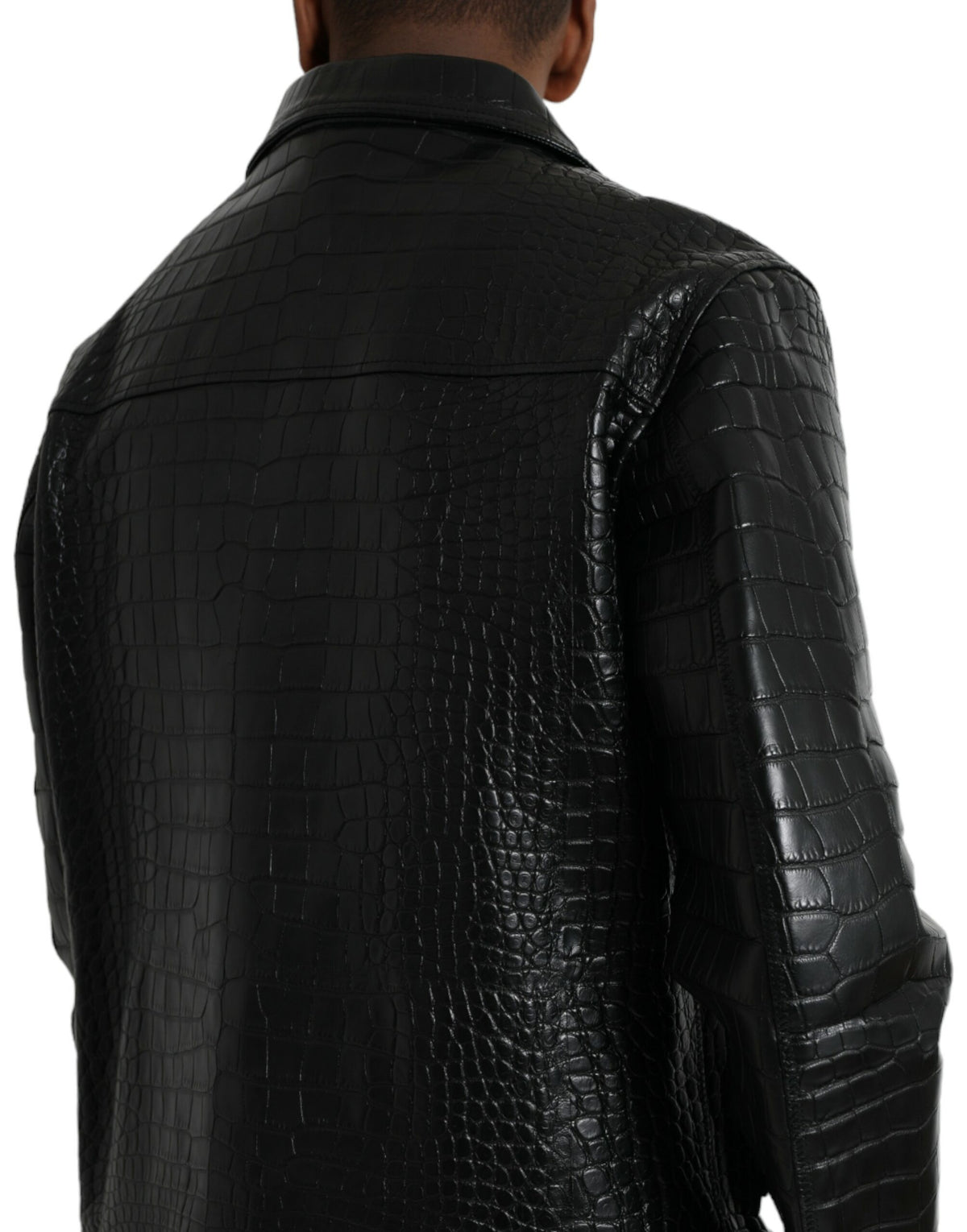 Dolce & Gabbana Black Exotic Leather Full Zip Jacket