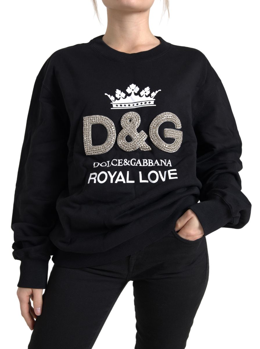 Dolce & Gabbana Elegant Embellished Black Crew Neck Sweater