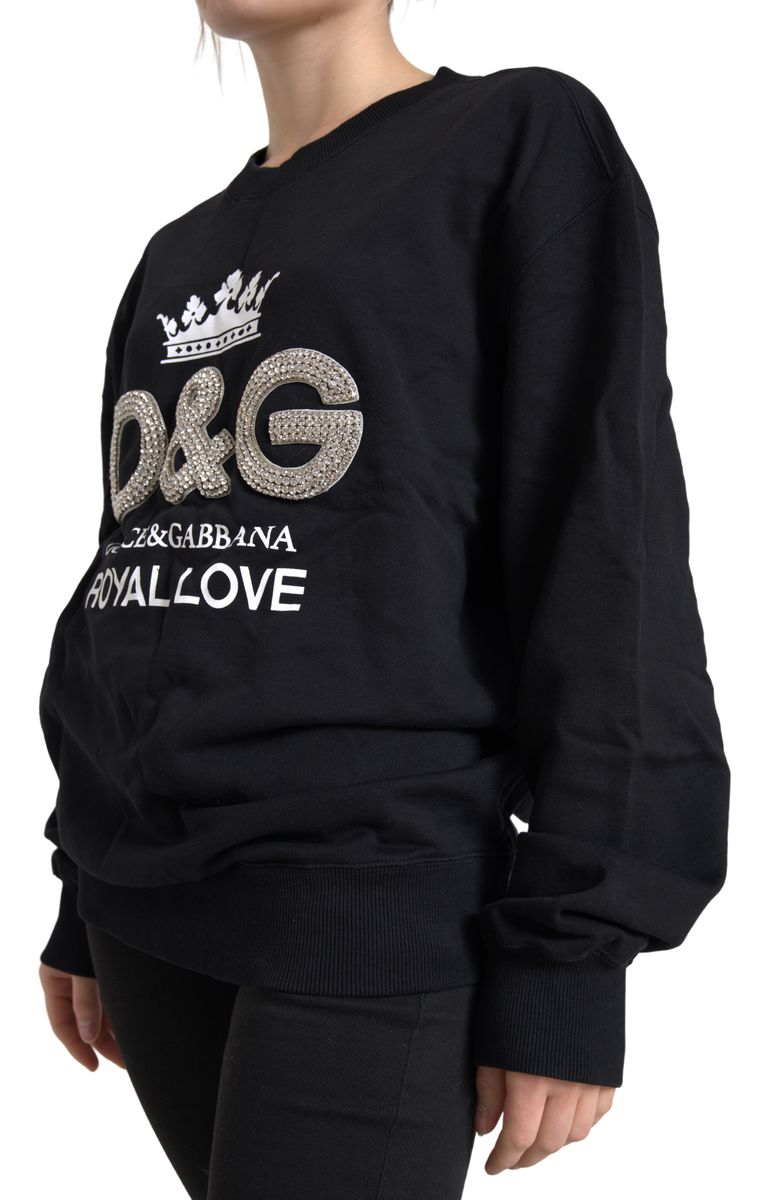 Dolce & Gabbana Elegant Embellished Black Crew Neck Sweater