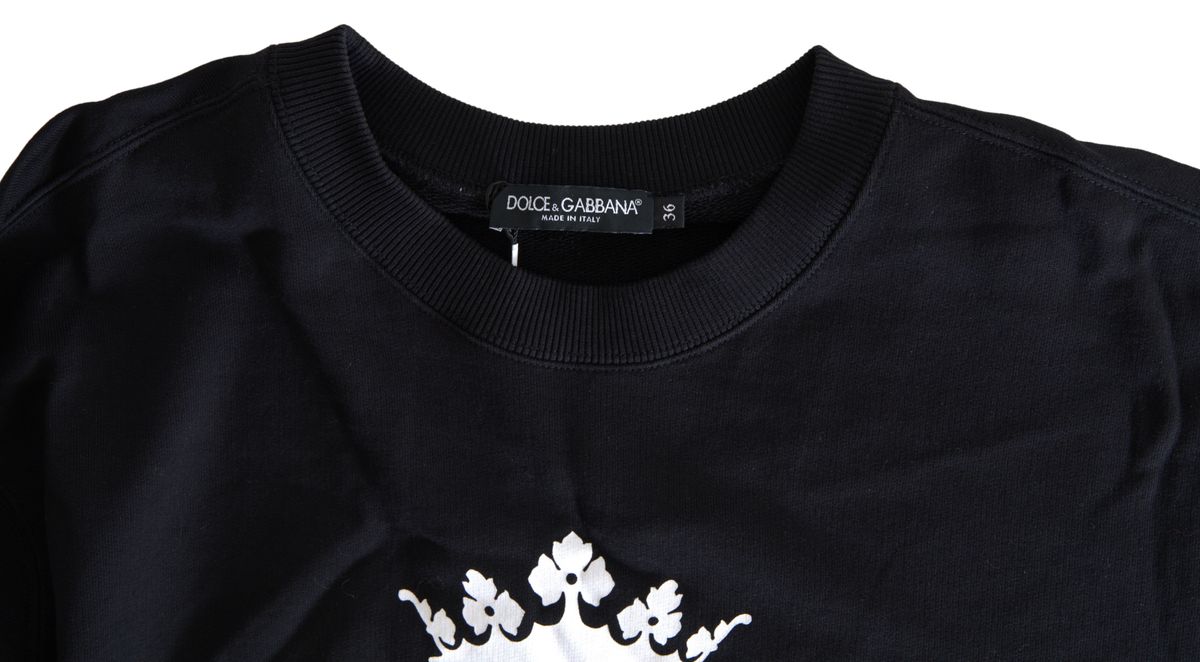 Dolce & Gabbana Elegant Embellished Black Crew Neck Sweater