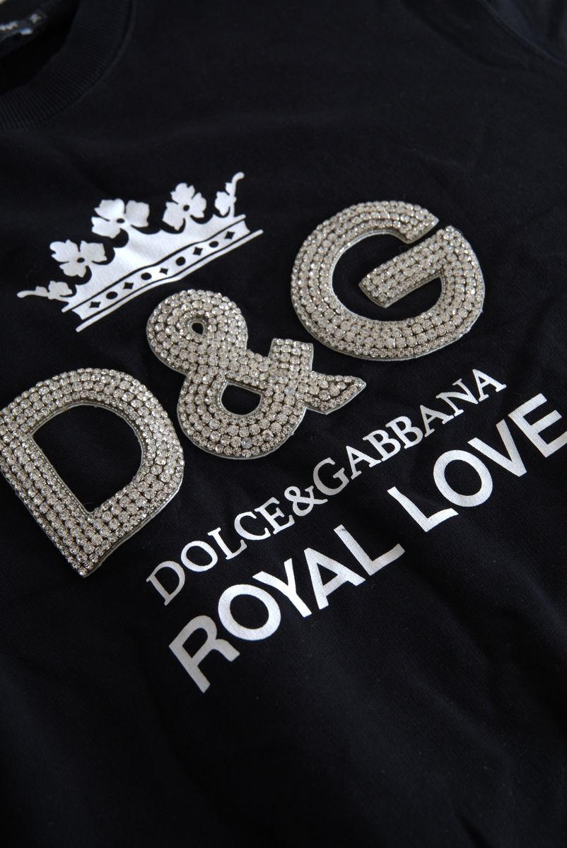 Dolce & Gabbana Elegant Embellished Black Crew Neck Sweater