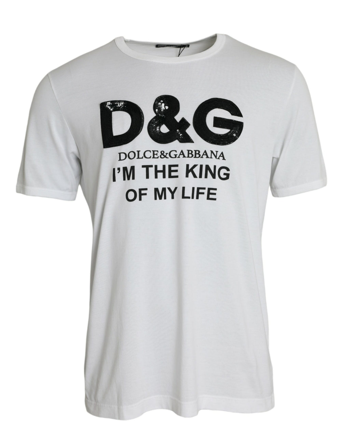 Dolce & Gabbana White D&G King Print Cotton Crewneck T-shirt