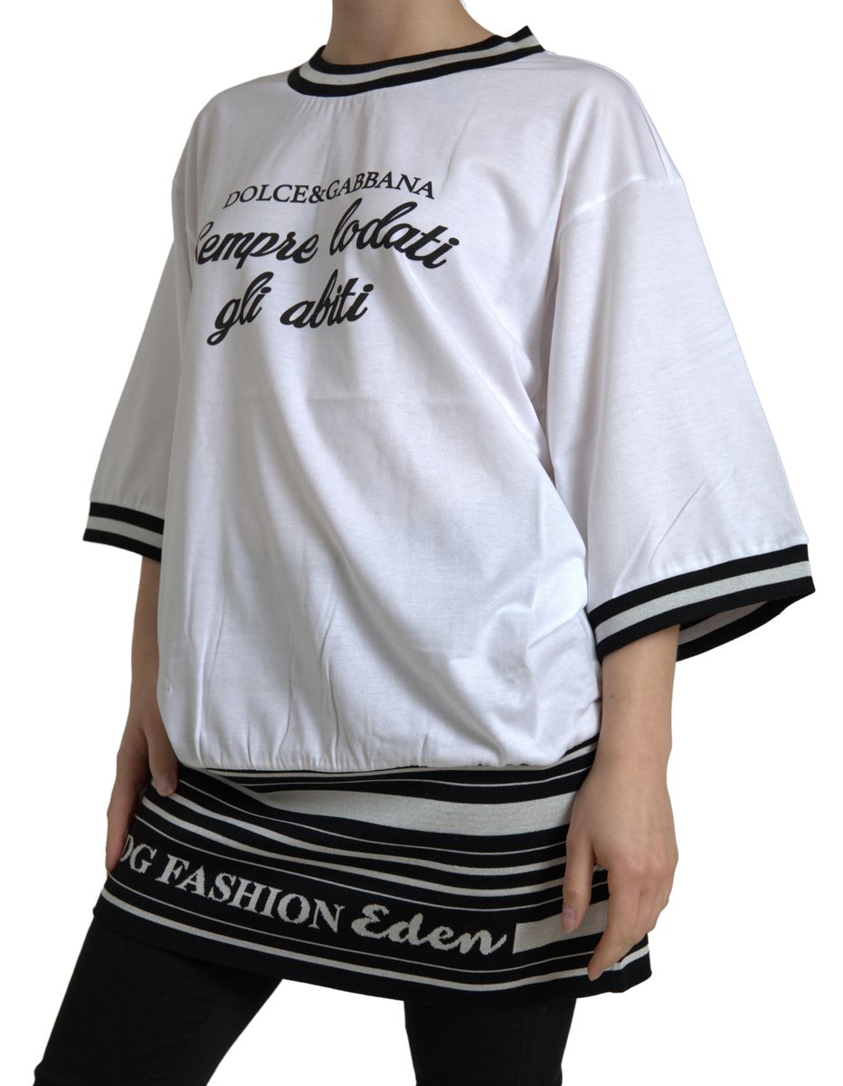 Dolce & Gabbana Elegant White Cotton Crew Neck Tee