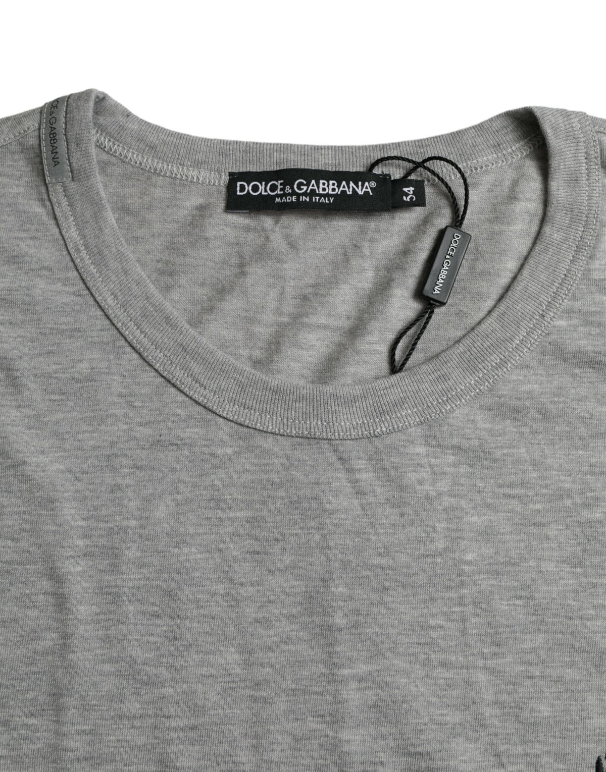 Dolce & Gabbana Gray Logo Embroidery Crew Neck T-shirt