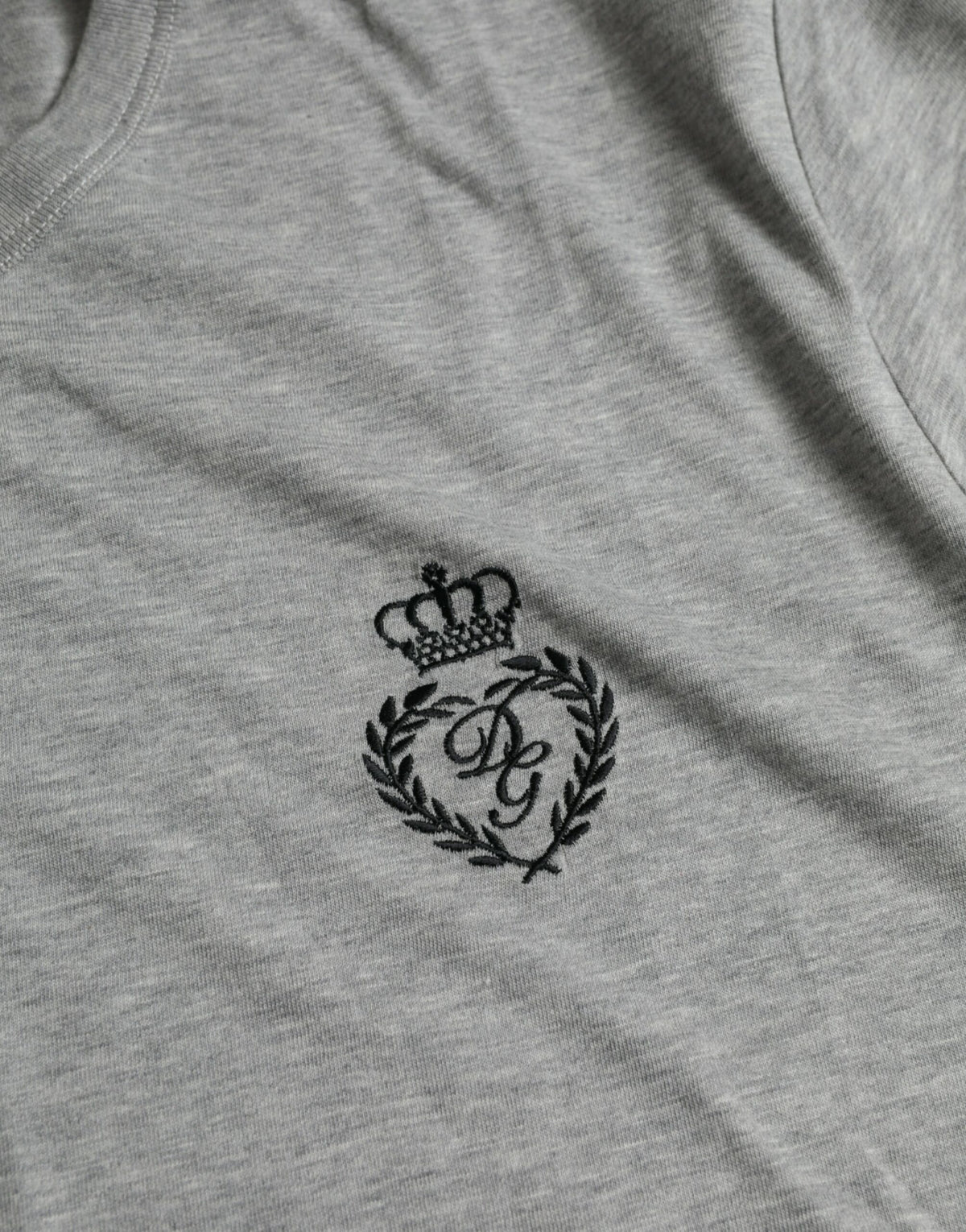 Dolce & Gabbana Gray Logo Embroidery Crew Neck T-shirt