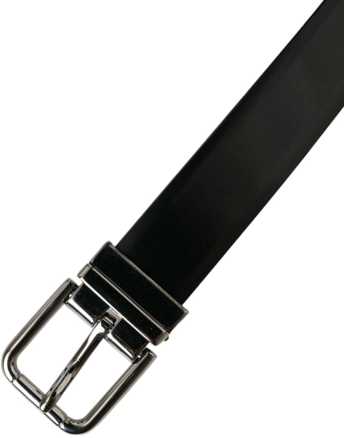 Dolce & Gabbana Black Leather Silver Metal Buckle Belt Men