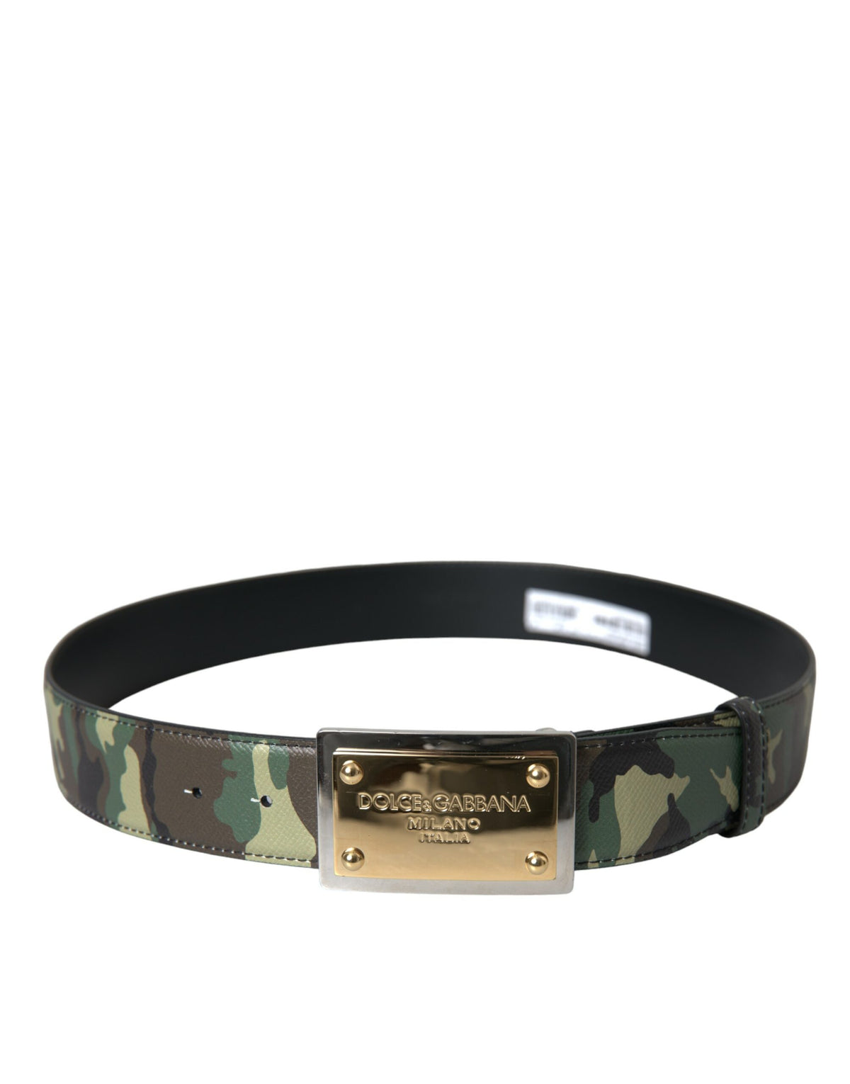 Dolce & Gabbana Camouflage Leather Gold Buckle Belt Men