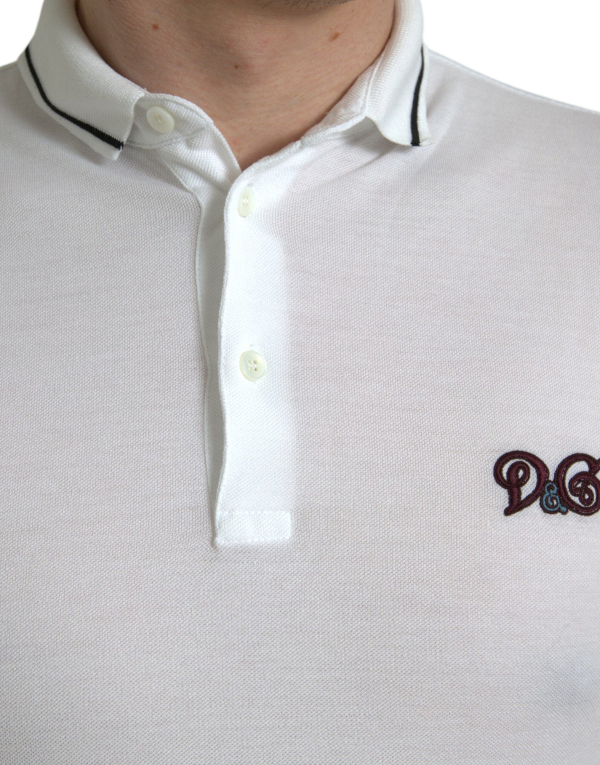 Dolce & Gabbana White Logo Collared Short Sleeves Polo T-shirt