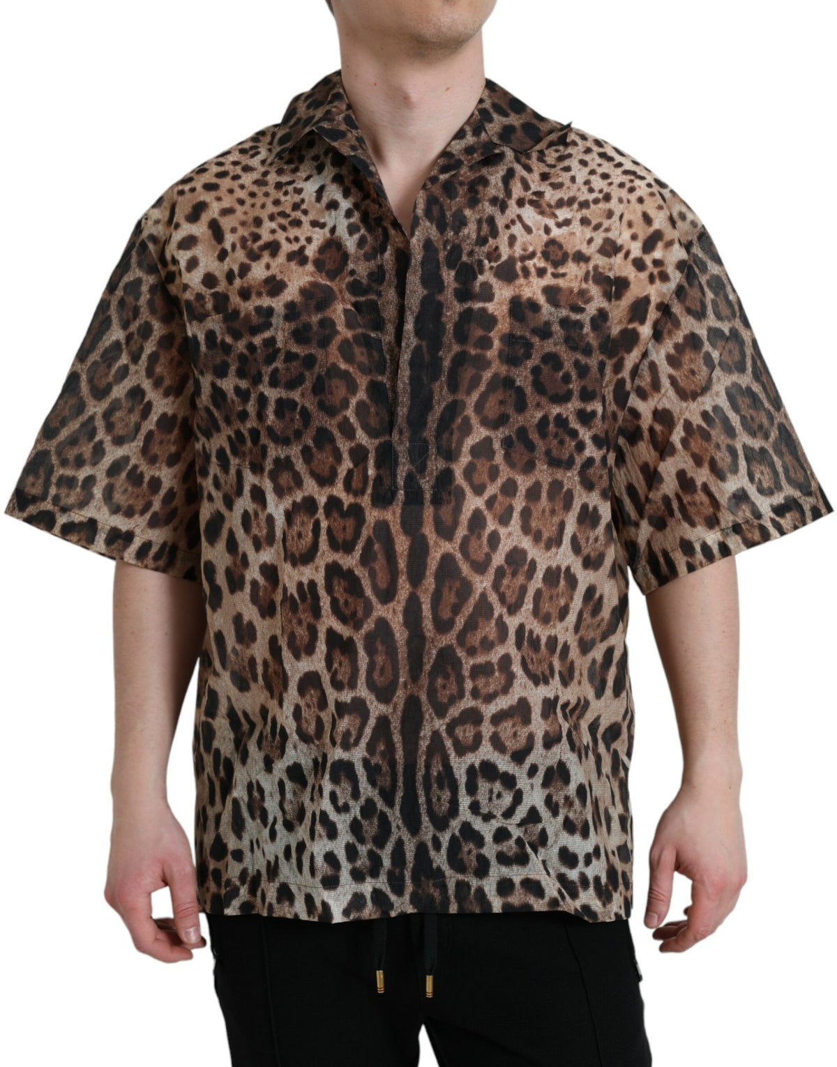 Dolce & Gabbana Brown Leopard Button Down Casual Shirt