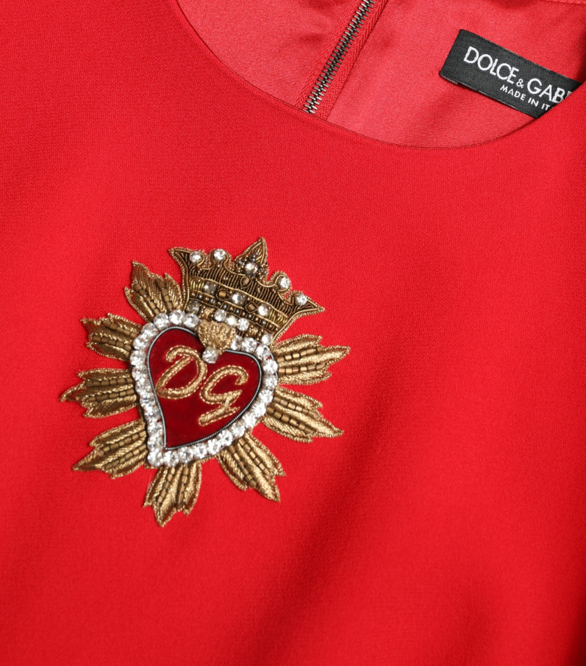 Dolce & Gabbana Elegant Red Bodycon Mini Dress with Sacred Heart