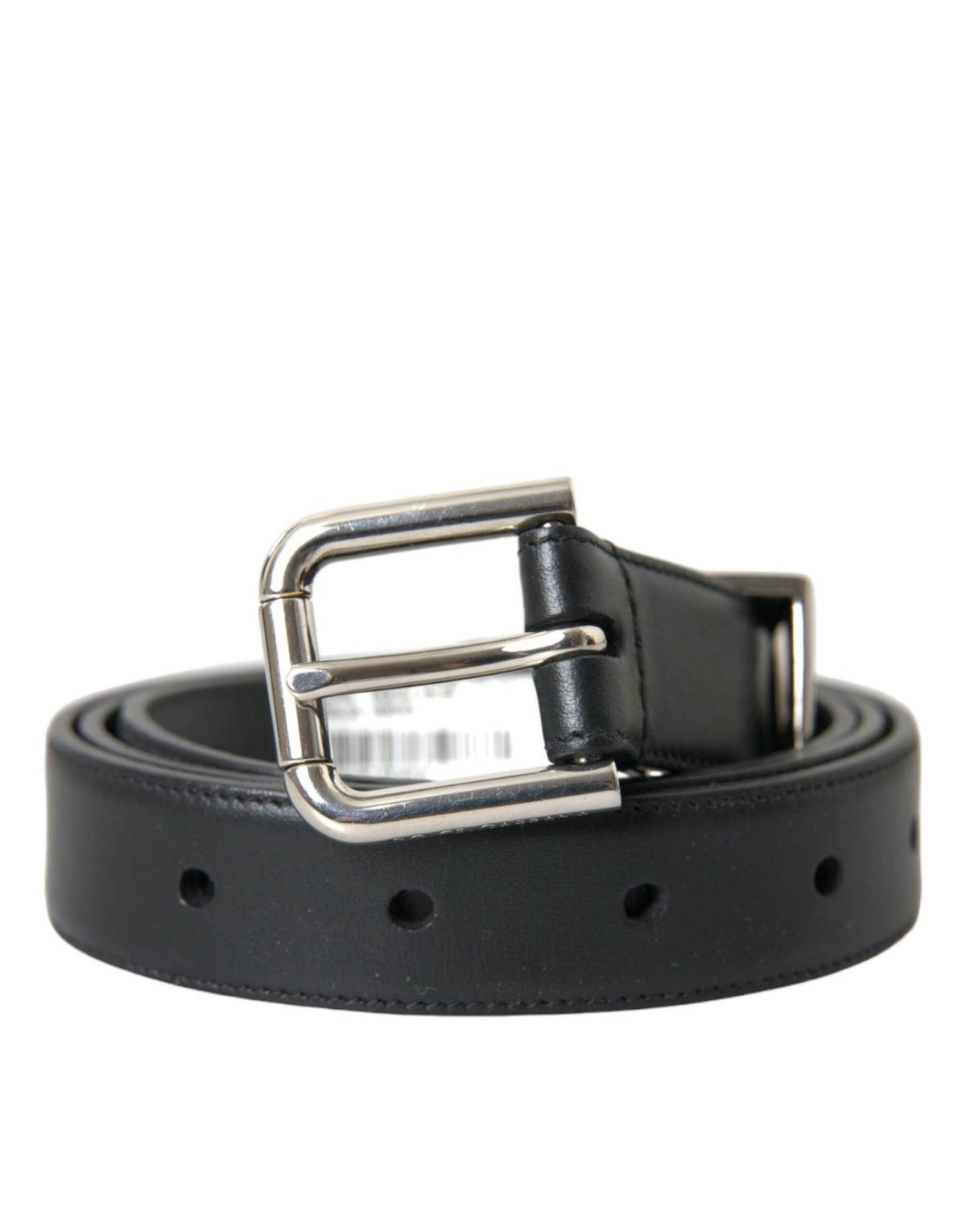 Dolce & Gabbana Black Leather Silver Metal Buckle Belt Men