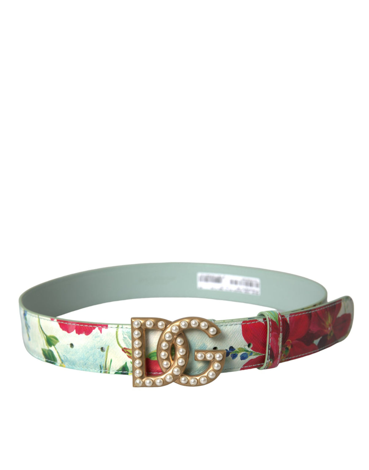 Dolce & Gabbana Multicolor Floral Leather Gold DG Logo Buckle Belt