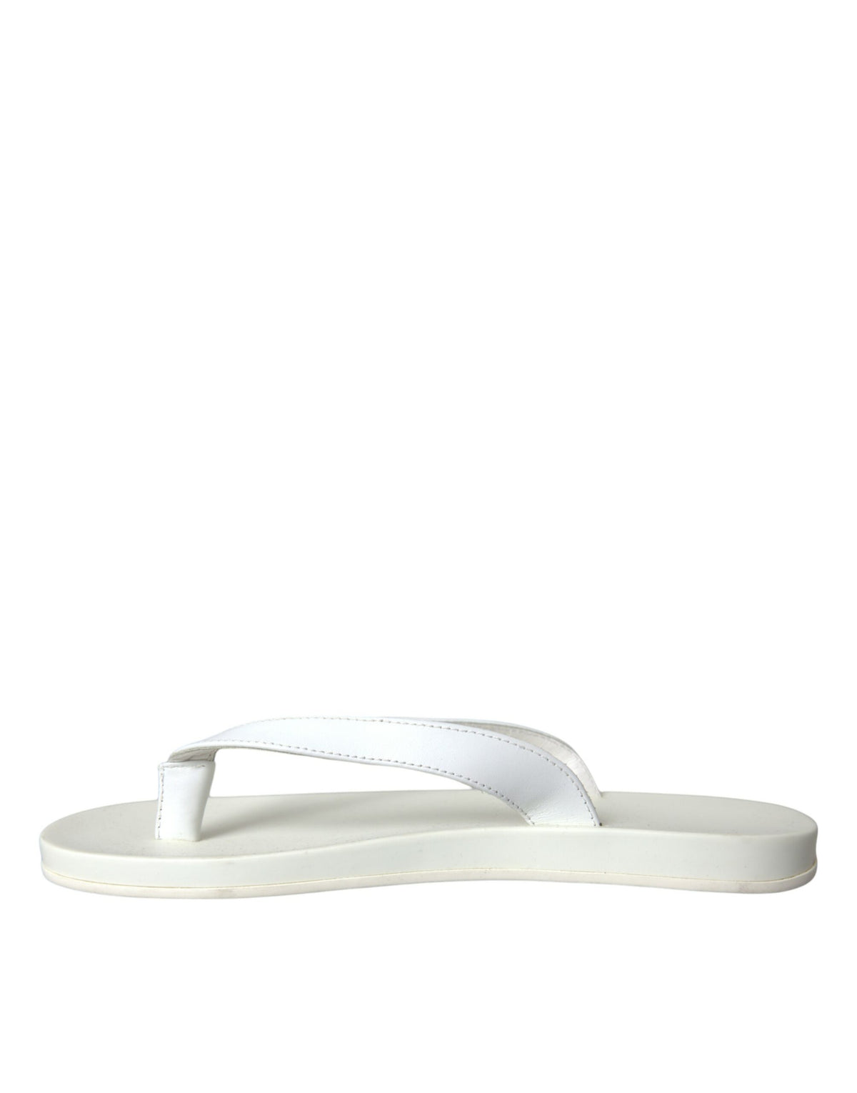 Dolce & Gabbana White Calfskin Leather Slip On Flip Flop Shoes