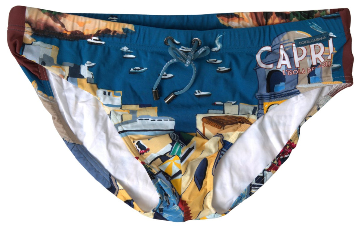 Dolce & Gabbana Multicolor Print Swim Briefs – Italian Elegance