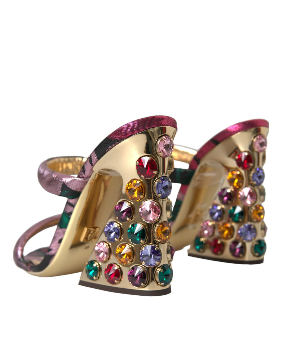 Dolce & Gabbana Multicolor Jacquard Crystals Sandals Shoes